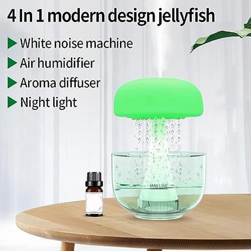 Jellyfish Raindrop Humidifier Ultrasonic Atomization Seven-color Ambience Light Cloud Rain Aroma Diffuser Home Decor