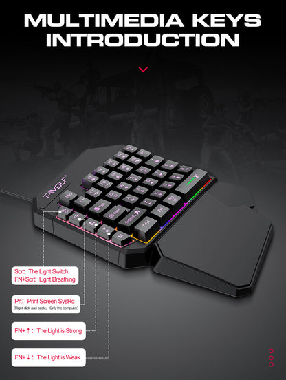 Lei Lang TF900 Single Hand Mouse Keyboard Suit