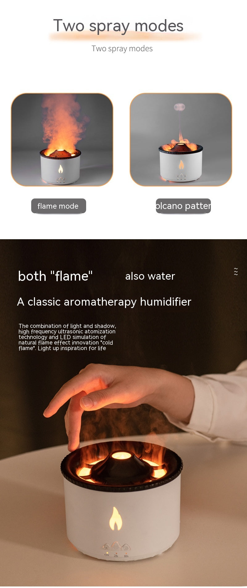 New Two-color Spray Ring Volcano Humidifier
