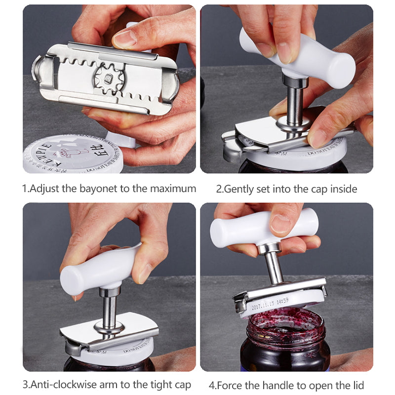 Kitchen Tool Can Opener Stainless Steel Adjustable Jar Openers Manual Spiral Seal Lid Remover Twist Off Screw Bottle Opener